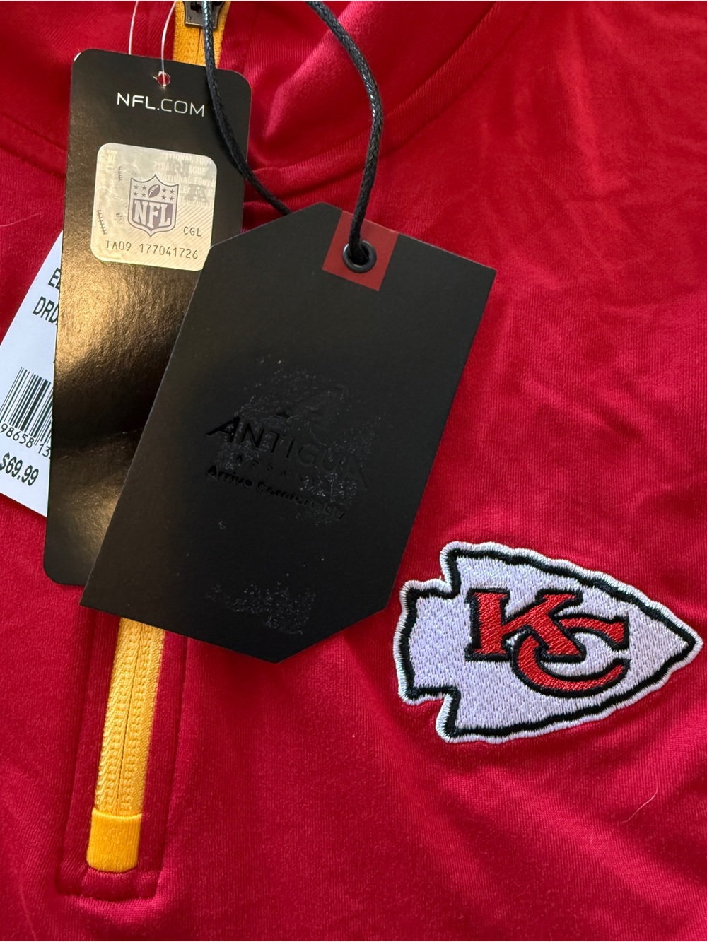 NWT Antigua Kansas City Chiefs 1/4 Zip Pullover Shirt Size Large - Picture 3 of 7
